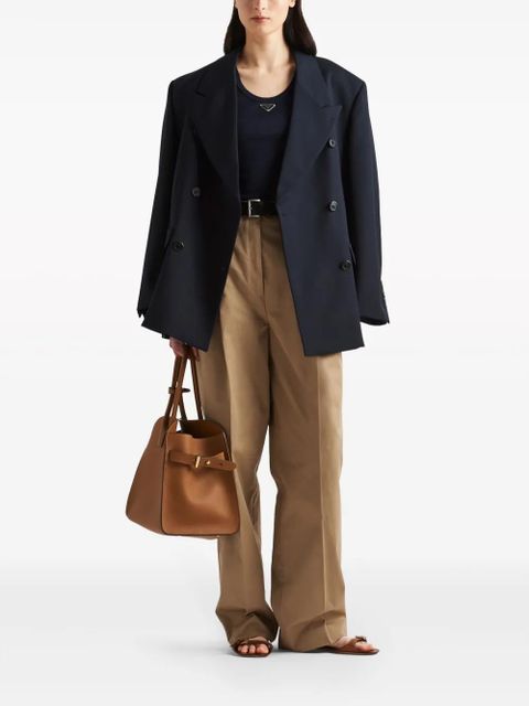 Prada enamel-triangle cotton top - Blue - zdjęcie produktu nr 2