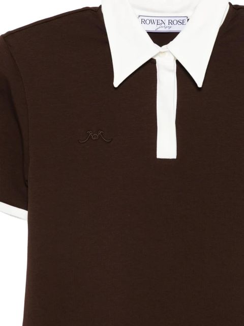 Rowen Rose contrast-collar polo top - Brown
