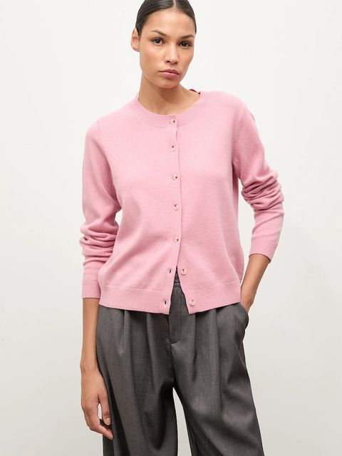 Answear.LAB kardigan z wełny merino damski kolor różowy lekki