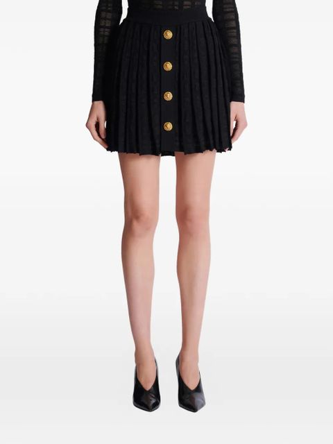 Balmain plaid-check pleated skirt - Black
