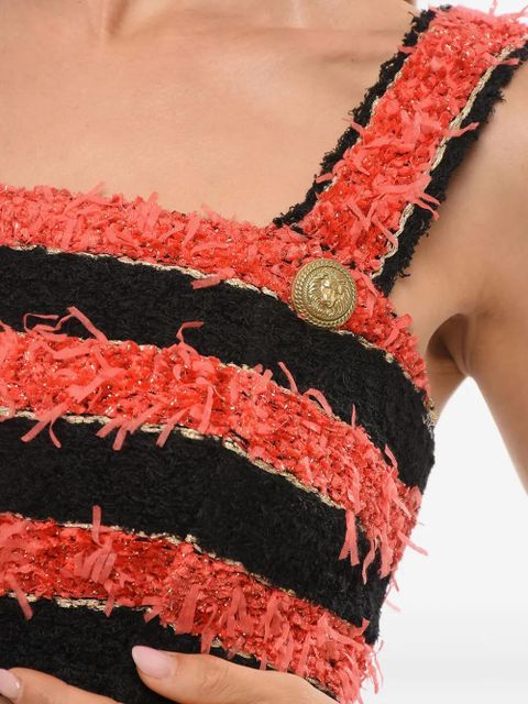 Balmain striped-pattern tweed top - Black