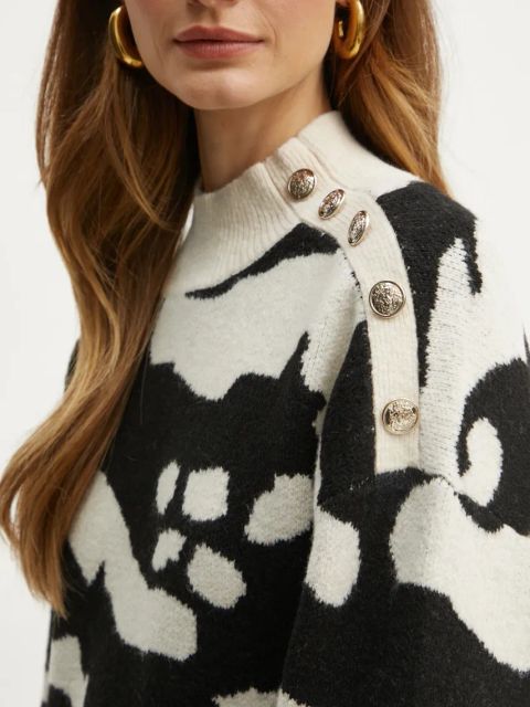 Morgan sweter MFELIX damski kolor beżowy z półgolfem MFELIX