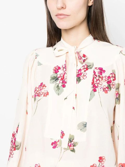 TWINSET floral-print pussy-bow blouse - Neutrals