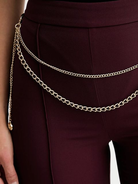 Twinset spodnie damskie kolor bordowy proste high waist 252TP2281