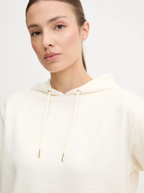 Guess bluza PEONY damska kolor beżowy z kapturem gładka V5YQ04 KBSL2