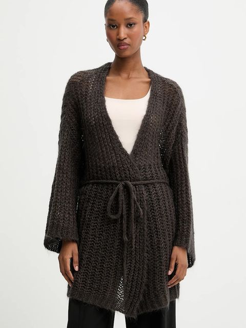 Answear.LAB kardigan z dodatkiem wełny damski kolor brązowy lekki - zdjęcie produktu nr 2