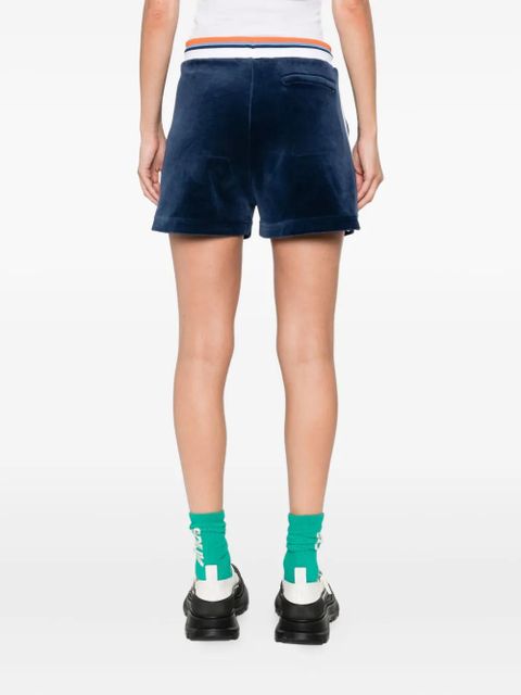 Casablanca Montagne side-stripe velvet shorts - Blue