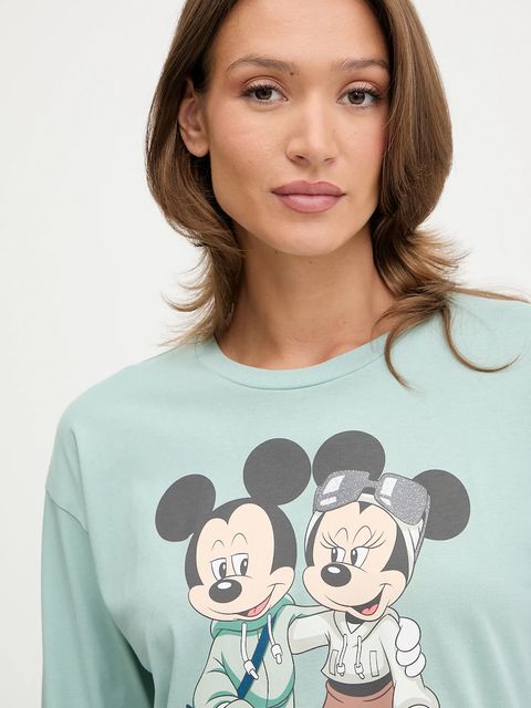 United Colors of Benetton piżama bawełniana damska kolor turkusowy bawełniana 30963P049 - zdjęcie produktu nr 2