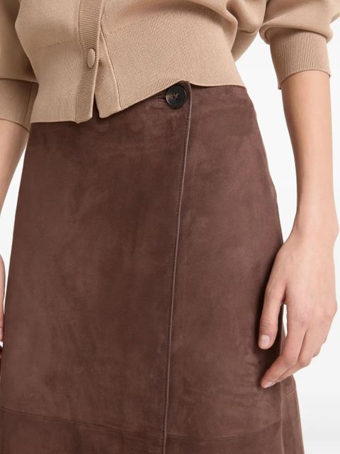 Yves Salomon suede midi skirt - Brown