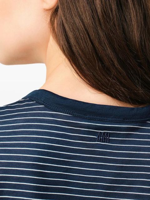 AMI Paris Ami De Coeur striped logo-patch T-shirt - Blue