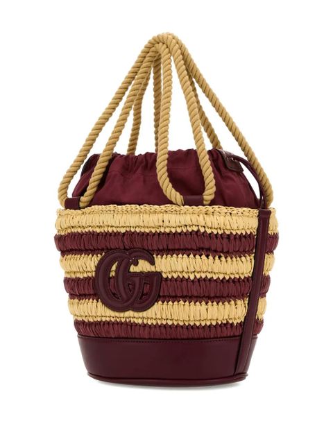 Gucci mini striped logo-detail bucket bag - Red