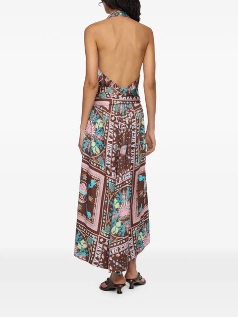 GANNI printed midi dress - Brown