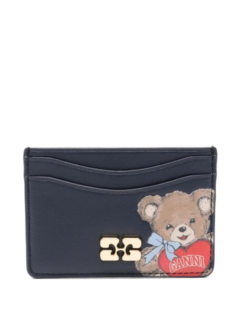 GANNI teddy-print card holder - Blue