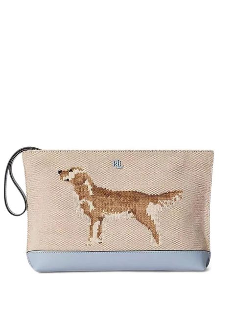 Lauren Ralph Lauren large dog-embroidery make up bag - Neutrals - zdjęcie produktu nr 1