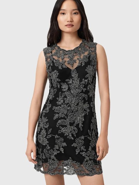 AllSaints sukienka INAYA kolor czarny mini prosta W043DD - zdjęcie produktu nr 1