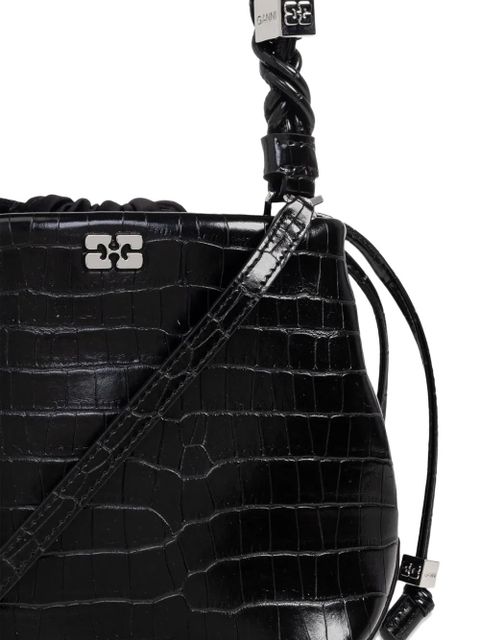 GANNI crocodile-embossed leather tote bag - Black