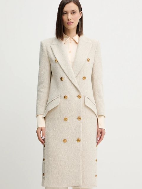 Elisabetta Franchi płaszcz z dodatkiem wełny kolor beżowy CP00456E2