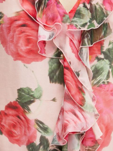 Guess bluzka z domieszką jedwabiu SOAVE kolor różowy wzorzysta W5RH55 WE550