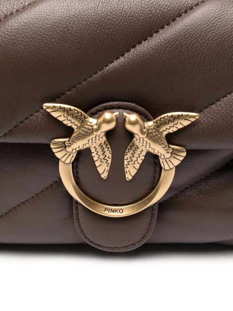 PINKO Love quilted logo-plaque shoulder bag - Brown