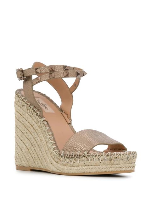 Valentino Garavani rockstud espadrille wedge sandals - Gold - zdjęcie produktu nr 2