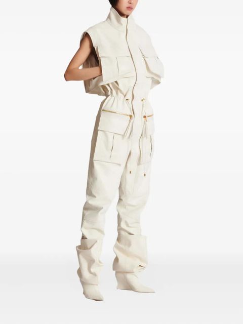 Balmain sleeveless pocket jumpsuit - White