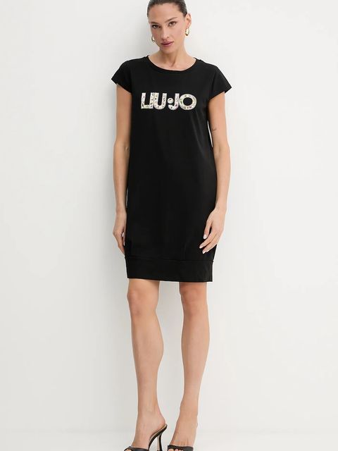 Liu Jo sukienka kolor czarny mini prosta VA5194.JS003
