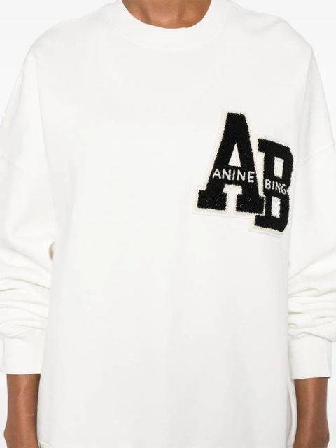 ANINE BING Miles logo-patch cotton sweatshirt - White