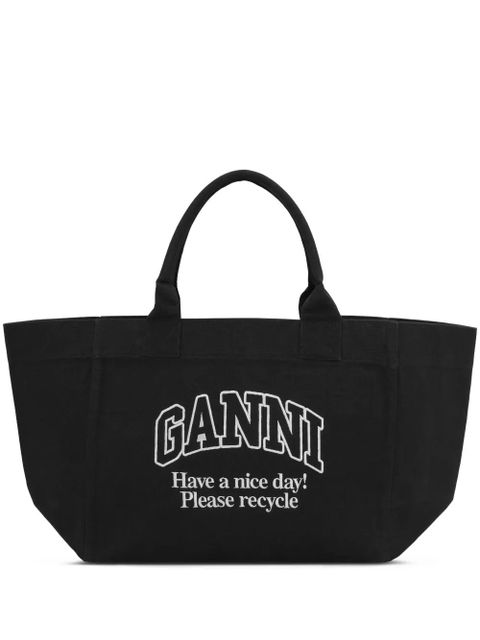 GANNI canvas tote bag - Black - zdjęcie produktu nr 1