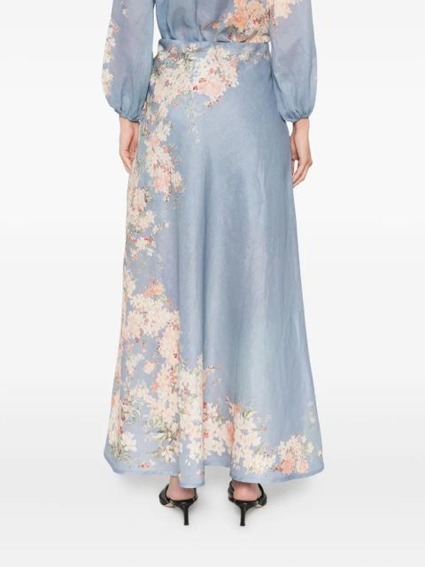 ZIMMERMANN Cascadian floral-print linen skirt - Blue - zdjęcie produktu nr 2