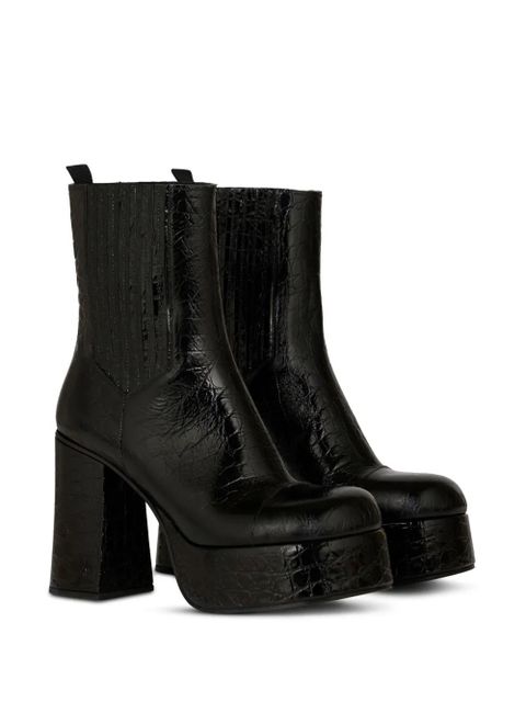 ETRO embossed-leather platform ankle boots - Black - zdjęcie produktu nr 2
