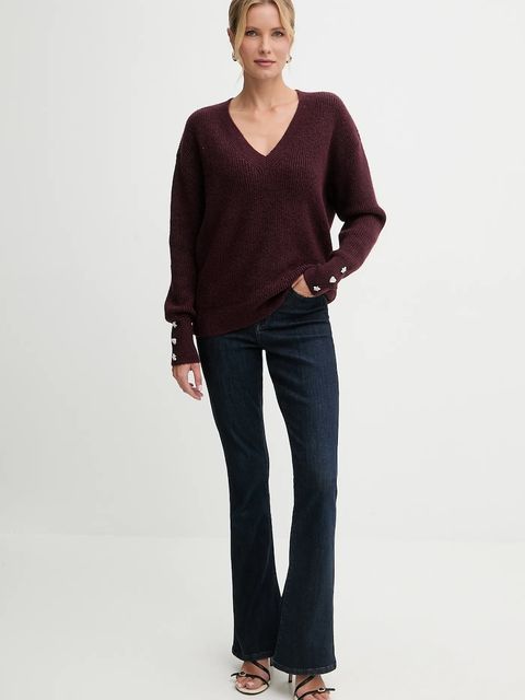 Morgan sweter z domieszką wełny damski kolor bordowy lekki MSTAR