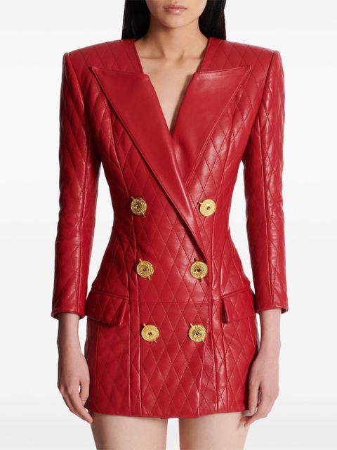 Balmain quilted mini dress - Red