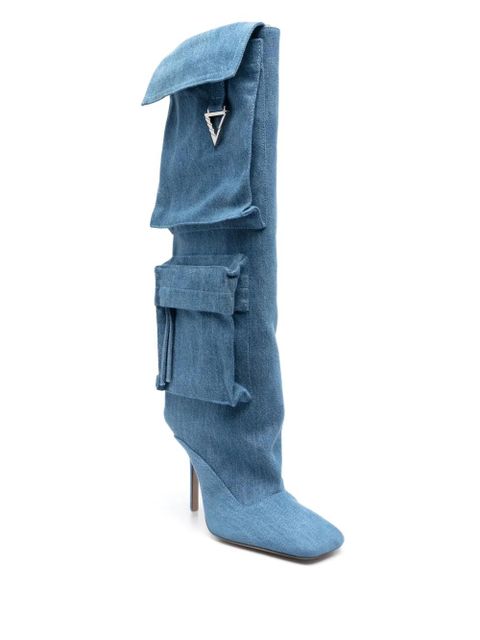 The Attico Sienna 105mm denim boots - Blue