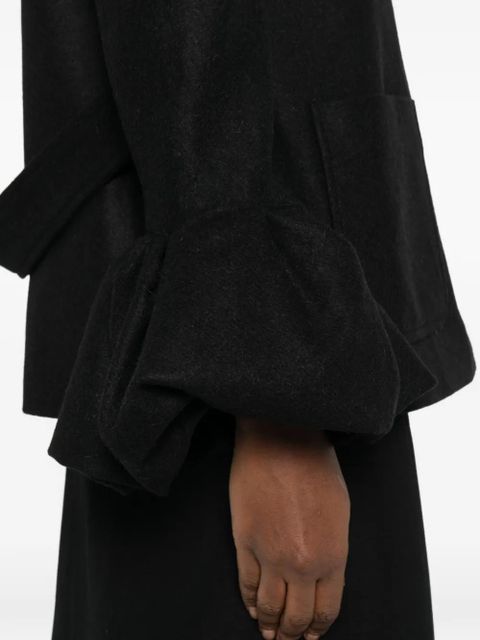 Moschino ruffle-sleeve coat - Black