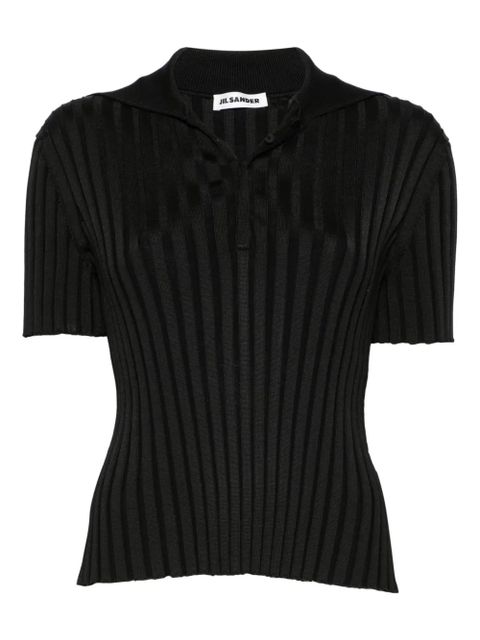 Jil Sander ribbed-knit polo top - Black - zdjęcie produktu nr 1