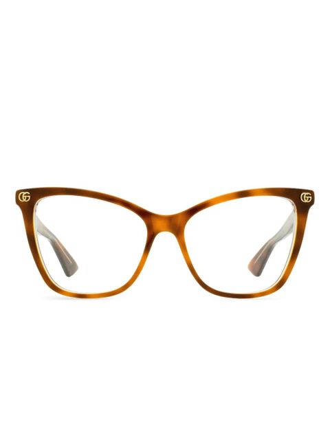 Gucci Eyewear logo butterfly-frame glasses - Brown - zdjęcie produktu nr 1
