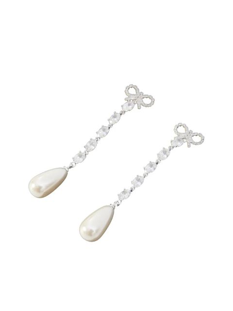 Self-Portrait bow droplet earrings - Silver - zdjęcie produktu nr 2