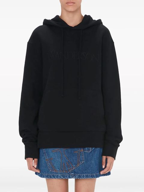JW Anderson logo-embroidered cotton hoodie - Black - zdjęcie produktu nr 2