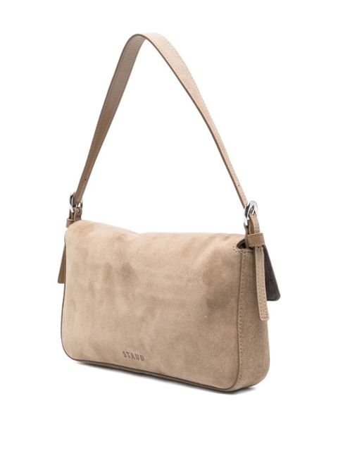 STAUD Harlow buckled suede shoulder bag - Grey