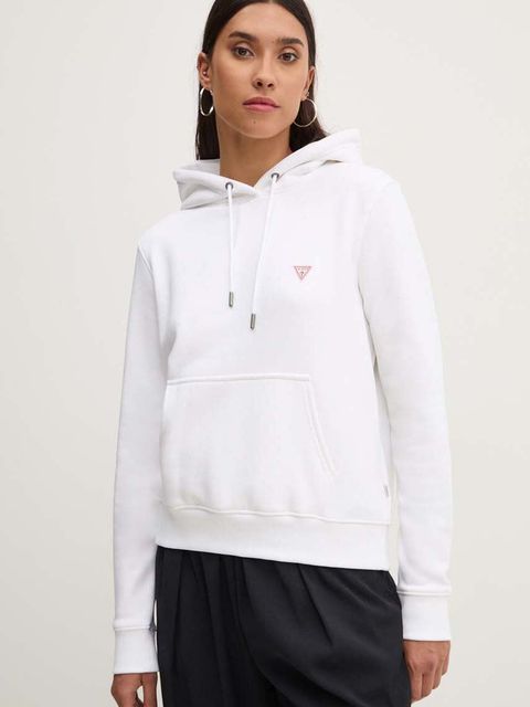 Guess Jeans bluza damska kolor biały z kapturem gładka W4YQ04 KC811 - zdjęcie produktu nr 1