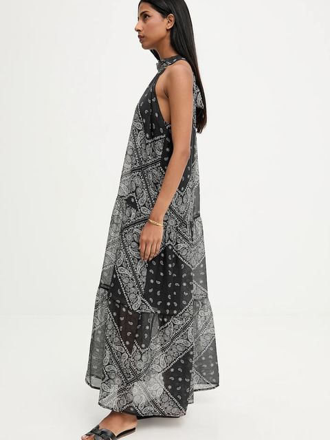 Answear.LAB sukienka kolor czarny maxi rozkloszowana