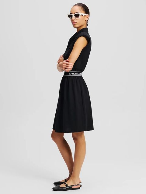 Karl Lagerfeld sukienka bawełniana kolor czarny mini prosta A2W13038