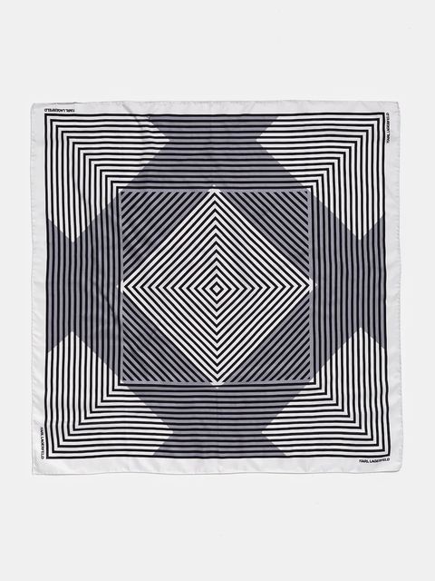 Karl Lagerfeld chusta jedwabna kolor czarny wzorzysta A1W33181 - zdjęcie produktu nr 2