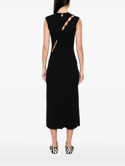 Maje cut-out buttoned-knitted midi dress - Black