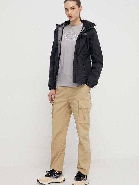 The North Face spodnie damskie kolor beżowy proste high waist NF0A82GGLK51