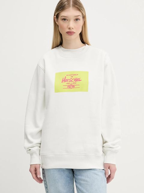 Herschel bluza bawełniana kolor beżowy z nadrukiem 50550-05977