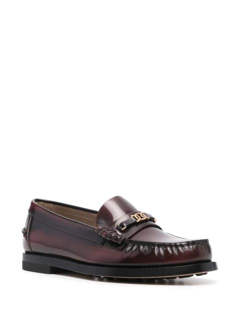 Tod's moc-stitching leather loafers - Red