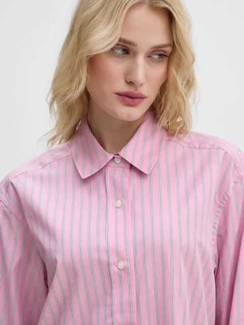 Samsoe Samsoe koszula bawełniana SALOVA damska kolor różowy relaxed z kołnierzykiem klasycznym F24300064