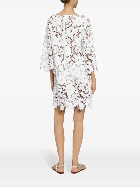 Dolce & Gabbana embroidered mesh minidress - White