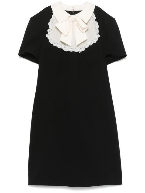 Alessandra Rich jabot-collar crepe mini dress - Black - zdjęcie produktu nr 1